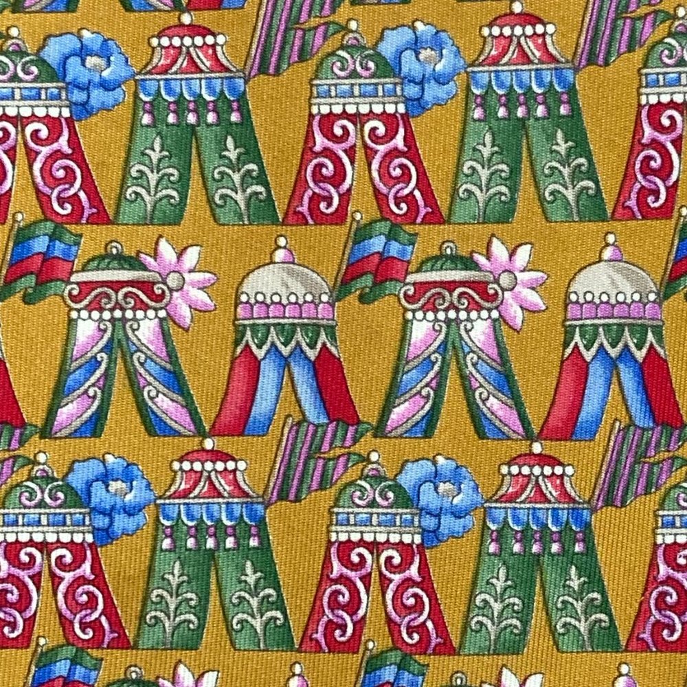 Rare LEONARD Paris Colorful Blue Red green Yellow Tents & Flowers